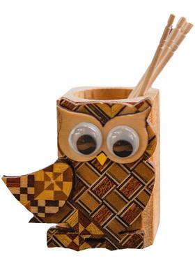 日本寄木细工猫头鹰挂钩冰箱贴