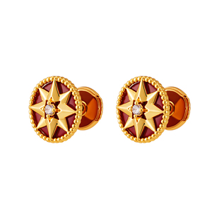 925纯银绿松石八芒星白贝母耳钉女2026新款罗盘耳环秋冬独特耳饰