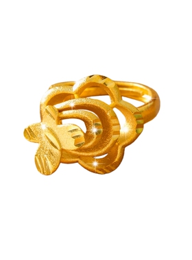 时尚轻奢沙金蝴蝶花朵戒指女款