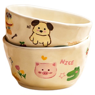 可爱陶瓷米饭碗家用2026新款高颜值儿童吃饭碗面碗个人专用小碗盘