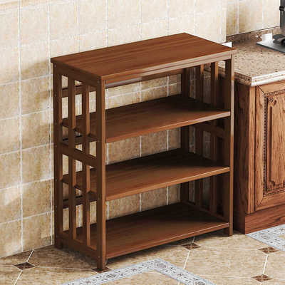 厨房置物架落地多层微波炉烤箱架子多功能储物柜实木收纳锅具橱柜