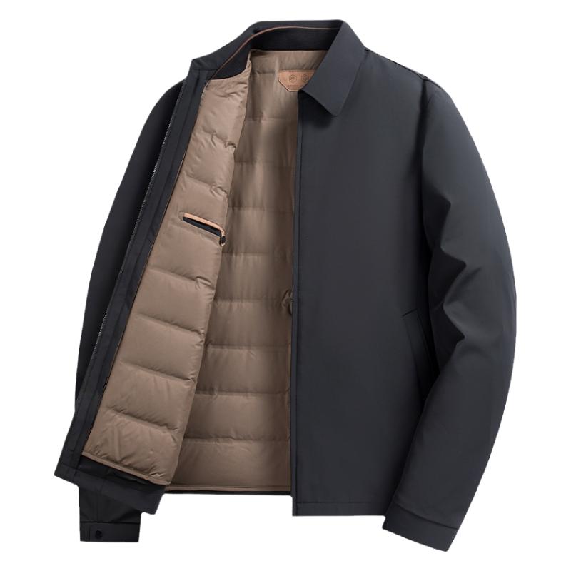 【鹅绒+一衣三穿】鸭鸭冬季羽绒服男可拆卸内胆商务干部装外套男