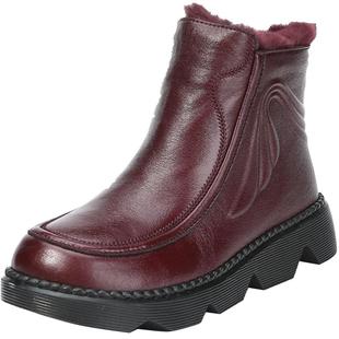 老美华2025冬季加绒保暖女鞋中老年人棉鞋防滑高帮鞋妈妈靴子