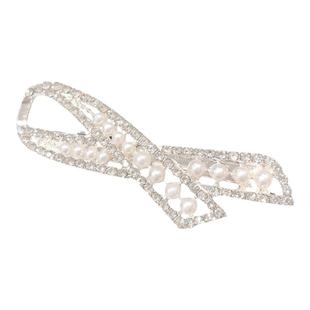 2024新款女士时尚洋气热天留海侧耳边鬓角发夹蝴蝶结珍珠钻石头饰