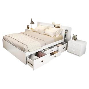 高箱床储物床收纳床抽屉床1.5米1.8米榻榻米床板式双人床婚床W-25