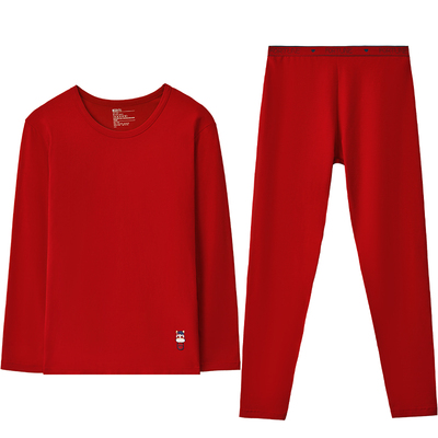 红豆情侣红色本命年秋衣秋裤磨毛A类男女士马年基础保暖内衣套装