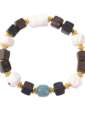 沉香木随形佛珠手串男女款复古文艺单圈文玩手链简约大气精品手饰