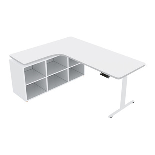 【wzo稳稳升降桌】白色转角书桌L型电动电脑桌拐角书柜学生学习桌