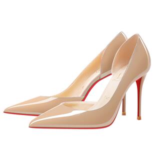 LUKE2025新款性感侧空CL红底高跟鞋女气质百搭软皮尖头细高跟单鞋