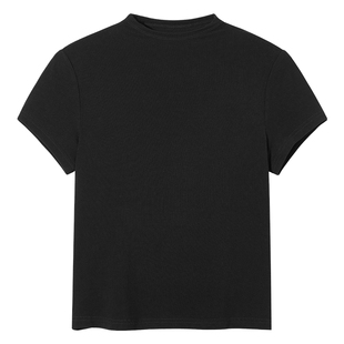 热风女士内搭短袖T恤上衣2026年春季新款半高领短袖T小个子修身T