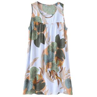 中老年人棉绸睡裙女2021年新款妈妈睡衣女夏天薄款连衣裙夏季长裙