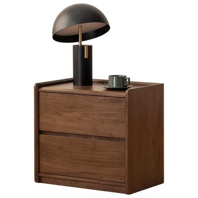 西物黑胡桃木收纳落地床头柜