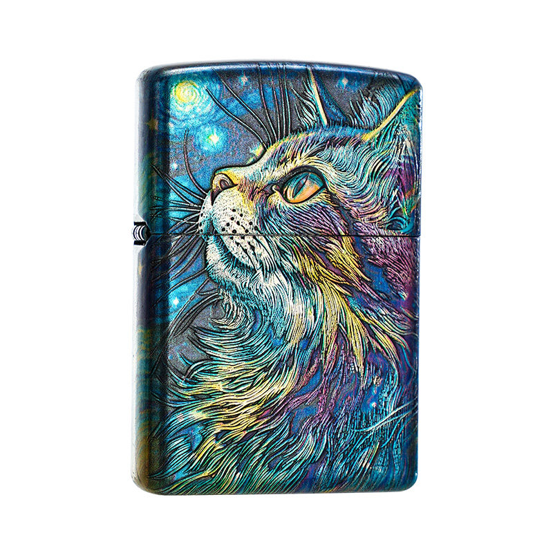 zippo重甲仰望星空猫礼盒套装