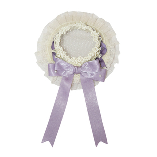 雾蓝月光烟紫色套系丝缎芭蕾手作小物羽毛玫瑰扁帽爱心蝴蝶结发夹