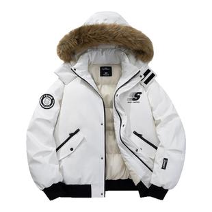 辛普森一家羽绒服男防寒东北零下工装加厚保暖白色短款派克服外套