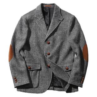 艾比路秋冬高端复古轻奢英式人字纹羊毛Tweed猎装便西夹克RL67