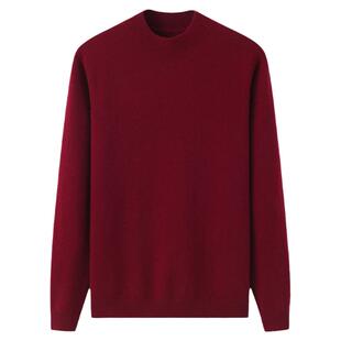 阿绒源100山羊绒加厚男套衫半高领灰色针织打底百搭休闲贴身毛衣