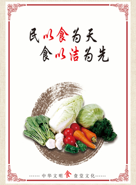 学校节约粮食装饰画礼仪文化标语