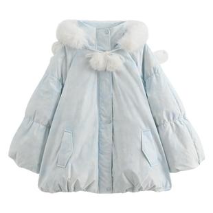 森女部落甜美90%绒子白鸭绒设计感羽绒服女25冬宽松保暖三防外套