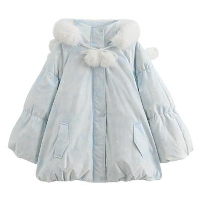 森女部落甜美90%绒子白鸭绒设计感羽绒服女25冬宽松保暖三防外套