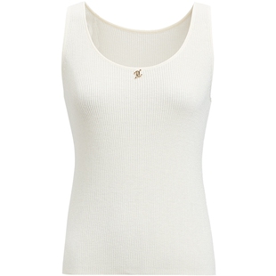 红袖商场同款HOPESHOW2025秋新款女装竖坑条无袖U领套头针织背心