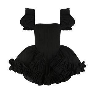 【Selkie官方授权】秋上新｜黑色迷你蓬蓬短袖连衣裙俏皮