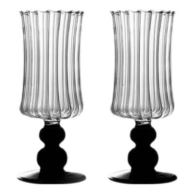 VIANNA丨珠点·BSHN中古创意玻璃酒杯家用黑杆高脚果汁杯葡萄酒杯