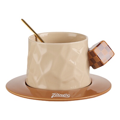 欧式魔方咖啡杯碟套装