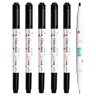 晨光双头勾线笔食品级原料美术勾线笔黑色美术生专用水性马克笔幼儿园儿童画画描边标记水笔学生绘画用记号笔