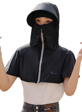 夏季冰丝披肩防晒面罩帽子女面纱