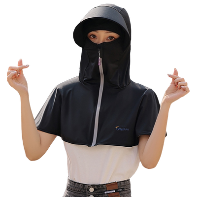 夏季冰丝披肩防晒面罩帽子女面纱