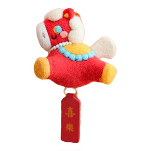 刺栗栗羊毛毡戳戳乐手工DIY生肖小马挂件新年礼物车挂装饰材料包