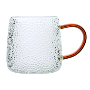 喝黑咖啡杯子带把手锤纹透明女生水杯精致速溶杯可加热Americano