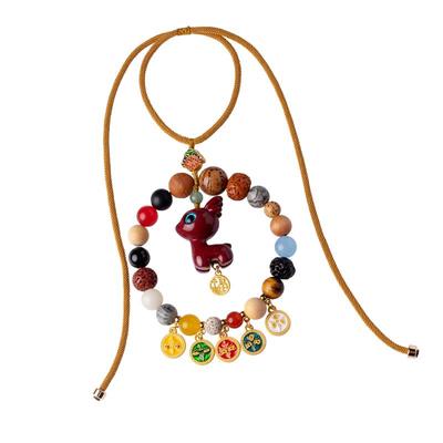 保真朱砂一鹿平安汽车挂件车载内饰吊坠后视镜五路财神高档礼物