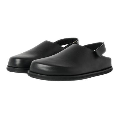 牛皮可调节带传统圆形工装木鞋