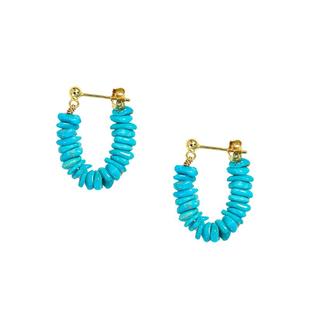 龙丰绿松轩正品天然绿松石S925银镀18K金籽料U型耳环女款轻奢耳饰