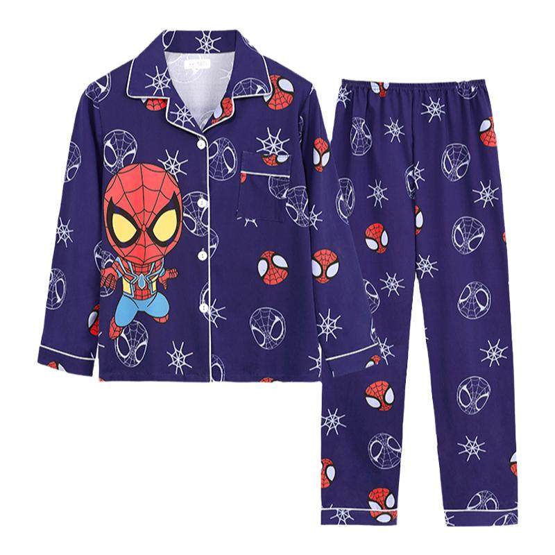 儿童睡衣男童春秋长袖纯棉薄款蜘蛛侠小男孩中大童宝宝家居服套装