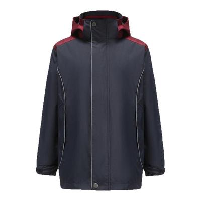 兰诗冬季新款冲锋衣可拆卸单外套浦口实小浦厂小学藏青拼枣红棉袄