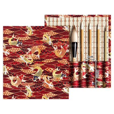 马利竹制毛笔笔帘【新国风烫金】