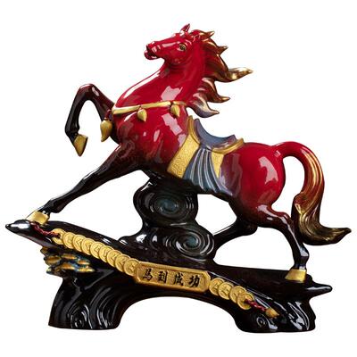 陶瓷马到成功家居装饰摆件