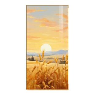 旭日东升入户玄关装饰画麦田麦穗客厅挂画日出东方走廊过道壁画