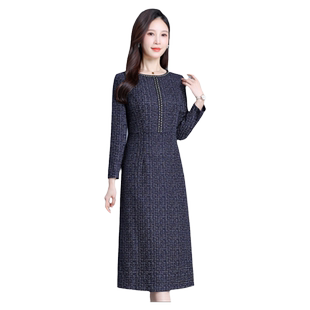 埃伦妈妈气质内搭连衣裙女2025秋季新款优雅时尚长袖减龄打底长裙