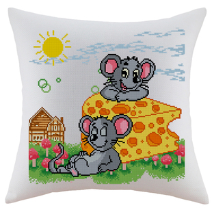 两只老鼠十字绣套件动漫抱枕十二生肖蛋糕老鼠卡通汽车靠垫自己绣