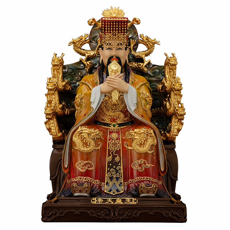 台湾黄铜彩绘玉帝王母佛像祝福家用供奉玉皇大帝王母娘娘神像摆件
