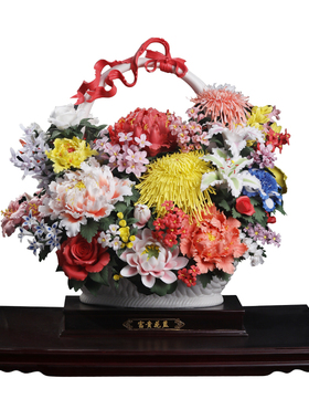 富贵花篮｜大型摆件非遗手捏花