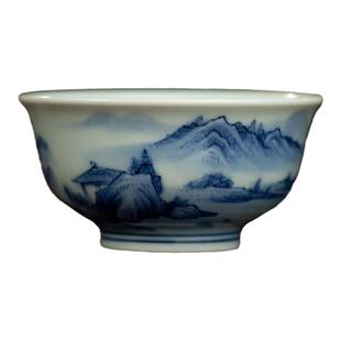 三勤堂景德镇陶瓷功夫茶具主人品茗青花手绘山水普洱茶杯个人专用