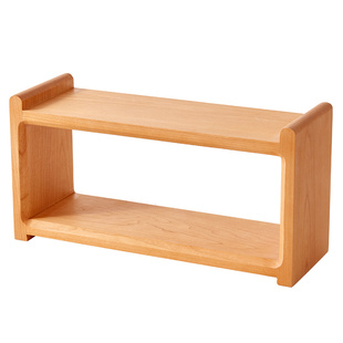 桌面实木置物架樱桃木厨房家用台面整理架茶具咖啡杯子双层收纳架