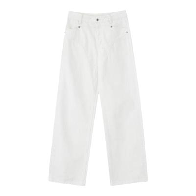 SMIIILE白色直筒牛仔长裤