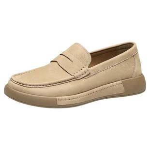 星期六男鞋2025秋季真皮商务休闲皮鞋经典一脚蹬套脚磨砂皮乐福鞋