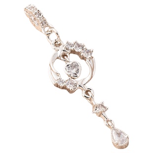 铜镀厚银保色镶锆石隔珠小滴溜手工diy手链项链吊饰流苏月亮挂件